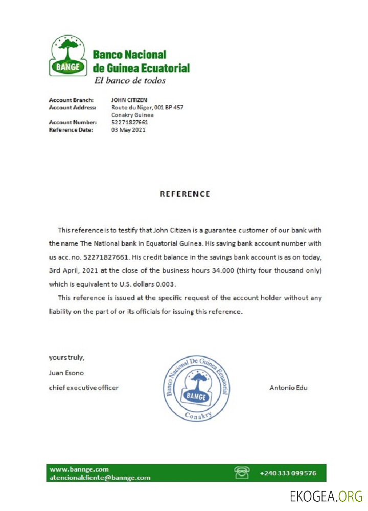 Guinée équatoriale , La Banque Nationale , référence template Guinée équatoriale , La Banque Nationale , référence template